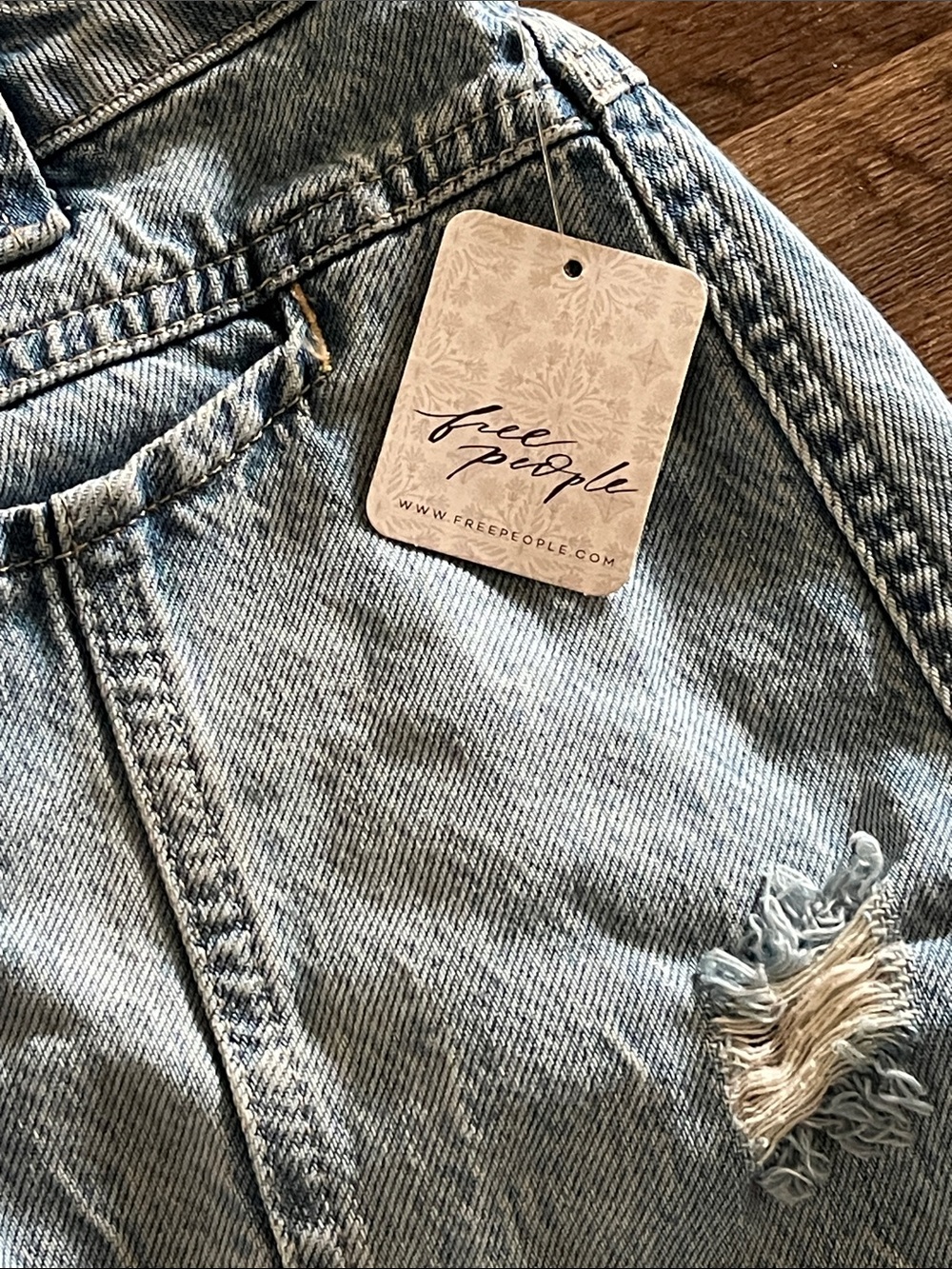Free People Light Blue Button-Front Denim Mini Skirt - Picture 2 of 5